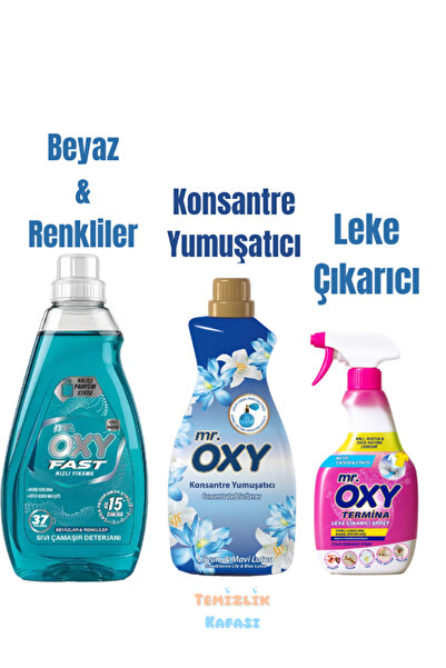 MR.OXY Hızlı Yıkama Sıvı Çamaşır Det.1480 Ml+Termina Leke Çıkarıcı 750 Ml+Kon...