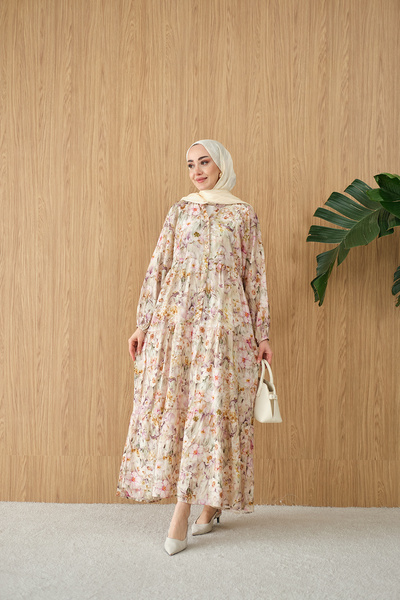 LOCCO Women's Soft Tulip Pattern Dress Green