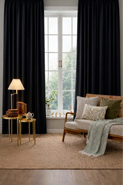 Wowlays Home Μαύρη κουρτίνα σκίασης με πυκνή υφή, με αποτέλεσμα συσκότισης κα...