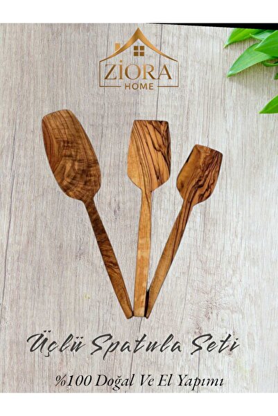 ZİORA HOME Olive Wood Handmade 3-Piece Spatula
