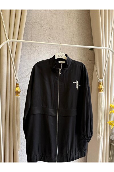 Nuss 6043 Taş İşlemeli Bomber Kap Siyah