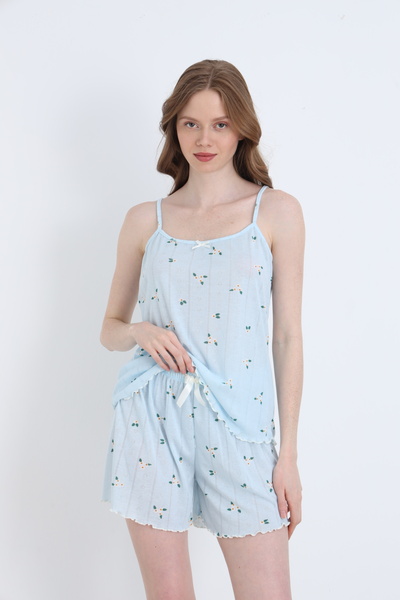 ELİTOL Jacquard Viscose Thin Strap Women's Shorts Set