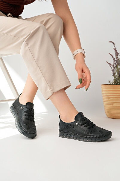 Derimoda Genuine Leather Women's Laser Shoes White