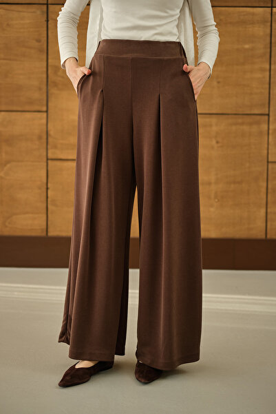 LOCCO Pantaloni largi de damă maro