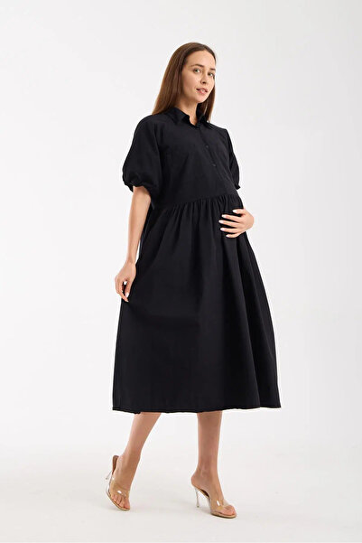 LİYACA Maternity Midi Dress with Breastfeeding Feature