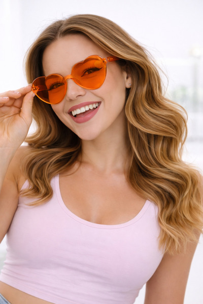 PARTİPORT نظارات حفلات ملونة على شكل قلب - نظارات ترفيهية بدون زجاج للاحتفالا...