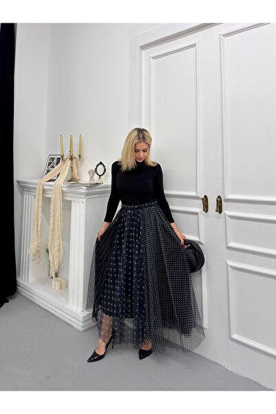 SERENCEE Imported Tulle Design Fabric Skirt and Blouse Set