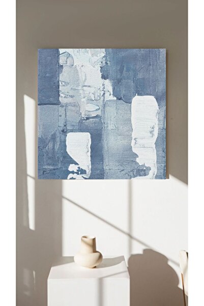 Bpestore Blue Abstract Canvas Painting - Modern Minimalist Wall Decor