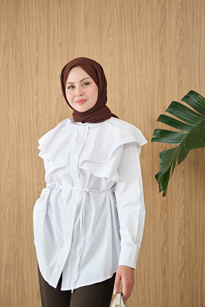 LOCCO Women's Cape Look Shirt White