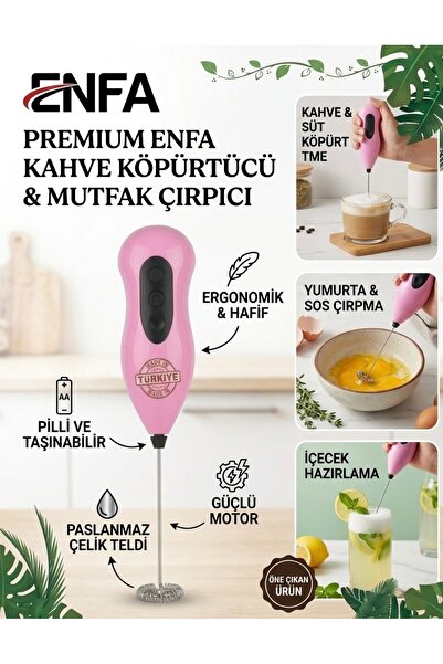 çırpıcı paslanmaz Enfa Pilli Kahve Köpürtücü ve Süt Çırpıcı - Paslanmaz Çelik...