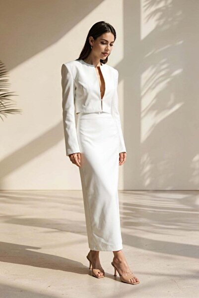 Setre جاكيت بأكمام مفصلة وياقة بلون إكرو