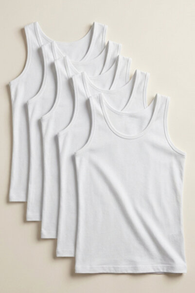 Katia&Bony Pack of 5 Basic Thick Strap White Girls' Undershirts