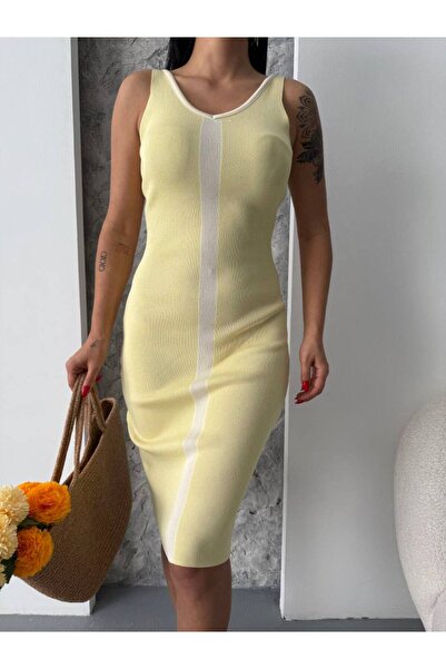 KENZA'A TRİKO Μίνι φόρεμα με λωρίδες μπροστά και λαιμόκοψη V