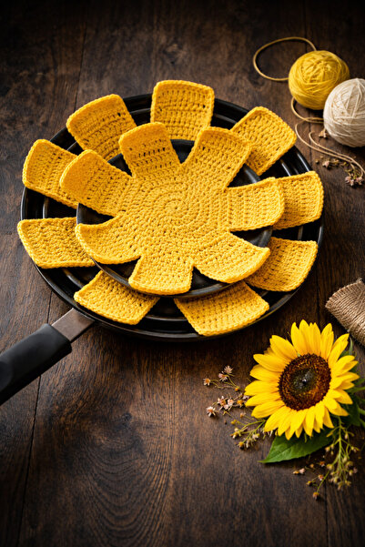 Günebakan 3-Piece Pan & Tray Protector Set – 100% Cotton Hand Knitted |   Ant...