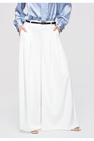 OMBRE Women's High Waist Wide Leg Pants OW-PACP-0100 White