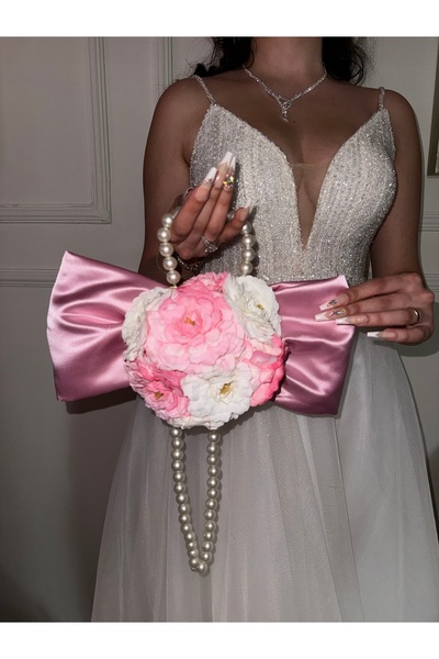 Bridal Luxe حقيبة يد العروس بتصميم زهرة الأنيقة السوداء