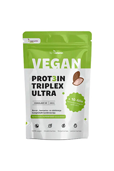 netamin Pudra proteica vegana cu aroma de ciocolata Prot3in Triplex Ultra 450 gr