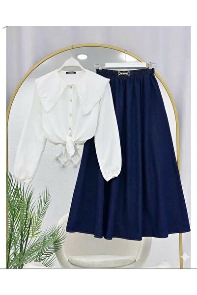 modasindoma Women's Denim Skirt Suit