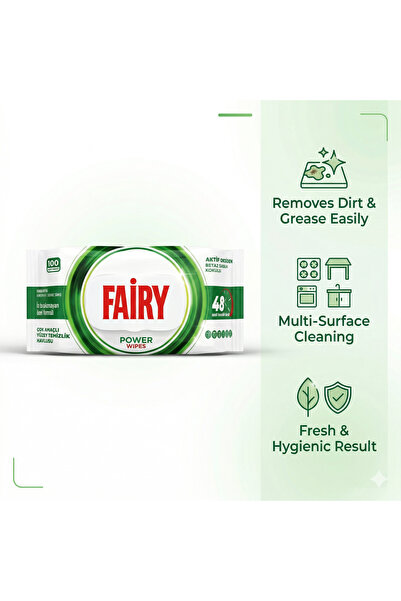 Fairy Șervețele de curățare puternică pentru suprafețe, pachet x4 (Total 400 șervețele)