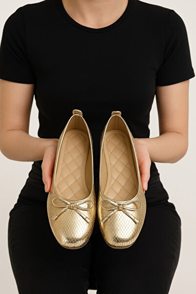 SUNSTEP Χρυσό χρώμα Μεταλλικό με υφή φιδιού Ορθοπεδική ελαφριά σόλα Δερμάτινη...