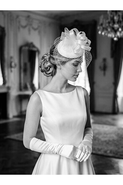 Gelin Saç Aksesuarı Nikah Nişan Gelin Şapkası Beyaz Vualet Nikah Kepi Tesettür Şapka