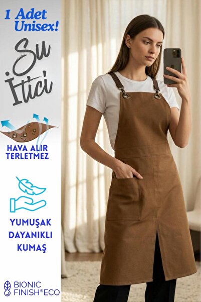 Monki Haus مريلة فنان بفتحات وجيبين مقاومة للماء، مناسبة للباريستا والمقهى وم...