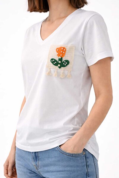 Benedetto Νέα σεζόν Γυναικείο μπλουζάκι από βαμβακερό ύφασμα μοντάλ με λαιμόκ...