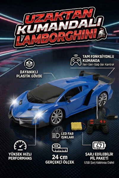 craftivio Uzaktan Kumandalı Şarjlı Araba 24 cm Işıklı Ferrari & Lamborghini M...