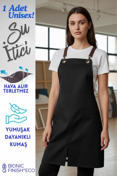 Monki Haus مريلة فنان بفتحات وجيبين مقاومة للماء، مناسبة للباريستا والمقهى وم...