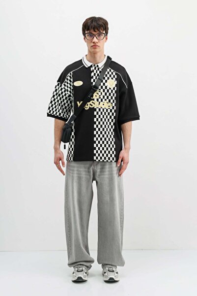 VAMOSCLO تي شيرت بولو ياكا مطبوع باللون الأسود