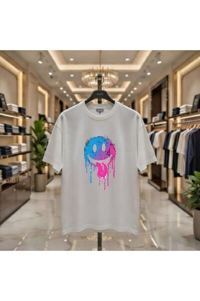 playwear Tricou cu decolteu rotund, 100% bumbac, cu imprimeu Emoji, croială l...