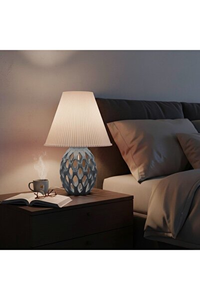 3D.era CHAIN Modern Tasarım Dekoratif Abajur - Pileli Başlıklı Gece Lambası