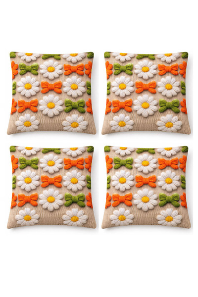 Bumedo Decorative Floral Patterned Cushion Cover 42X42 cm |   3D Digital Prin...