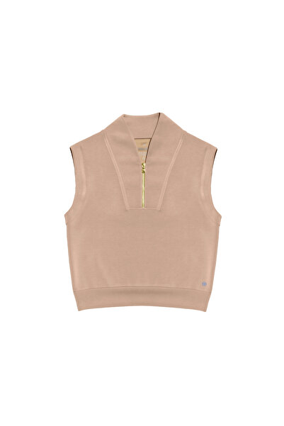 Flary Sandy Gold Fermuarlı Rayon Yelek