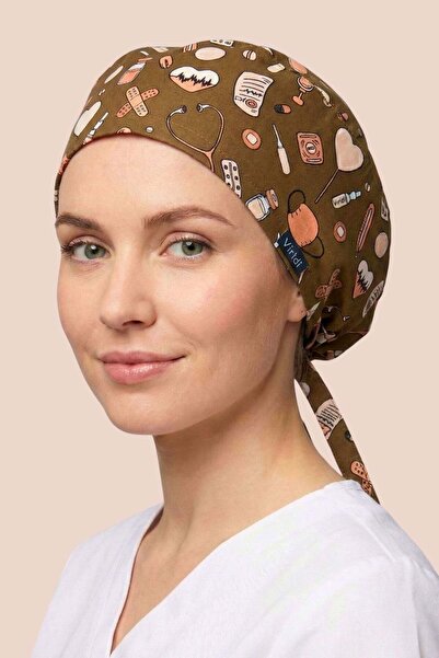 Viridi Medical Fashion MEDİKAL DESEN KAHVERENGİ CERRAHİ KLASİK BONE
