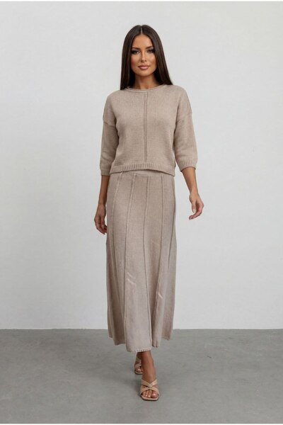 KENZA'A TRİKO Summer Blouse Skirt Double Set