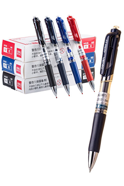 Deli Gel Pen Şeffaf Gövde 0.5 mm Siyah 1 Adet