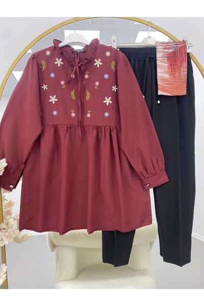 modasindoma Women's Floral Embroidered Suit