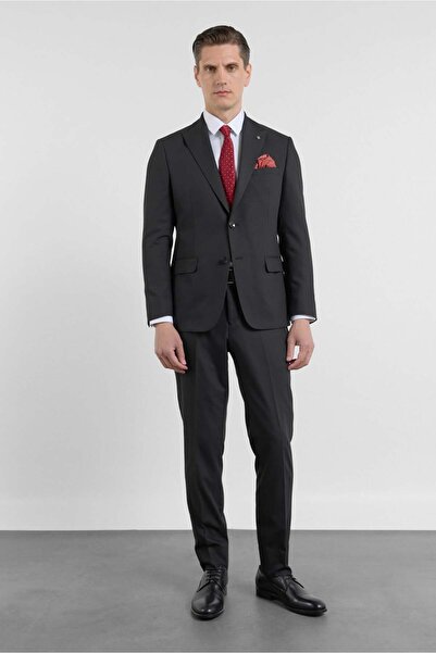 İmza بدلة سوداء ذات ياقة على شكل سيف ذاتية التصميم 6 دروب سليم فيت مرنة 10012...