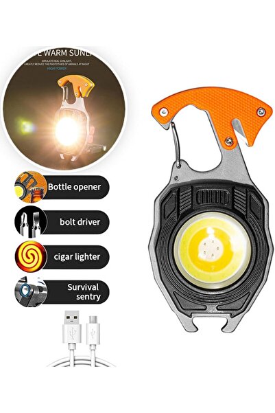 Tahtakale Dünyası Çok Fonksiyonlu Amaçlı Şarjlı Mini El Feneri Düdük Anahtarl...