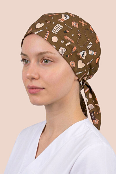 Viridi Medical Fashion MEDİKAL DESEN KAHVERENGİ CERRAHİ ENSE BONE