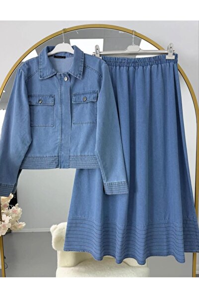 modasindoma Women's Denim Skirt Suit