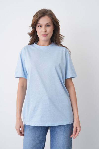 TREND EMMODA Tricou albastru cu mânecă scurtă și gât rotund pentru femei