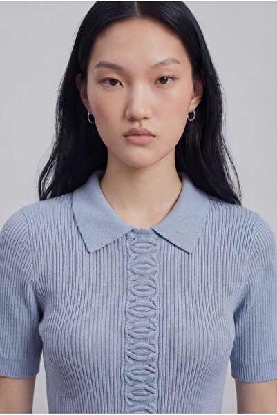 KENZA'A TRİKO Μπλούζα με γιακά πόλο και ριμπ ύφανση