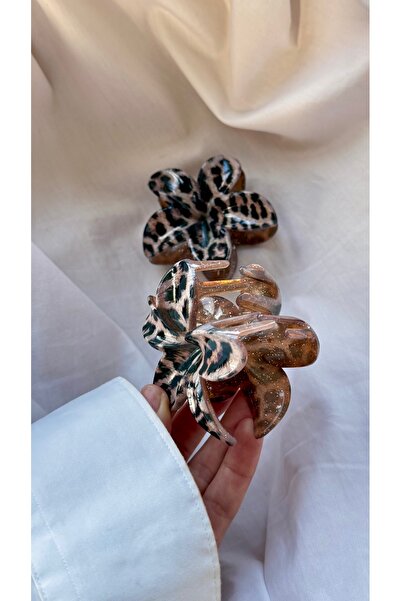 YOYYO Women's 2-Piece Leopard Patterned Lotus Buckle Women's Hair Clip Latch ...