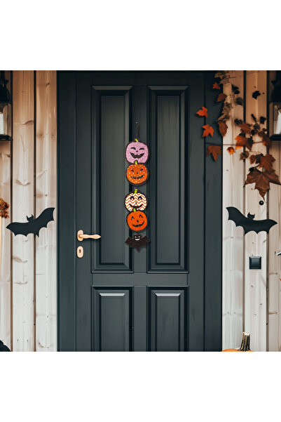 OEM Halloween decoration - pumpkin - hanging - wood - 62 x 13 cm