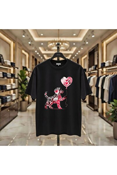 playwear تي شيرت منقوش بطبعة كلب مصنوع من القطن بنسبة 100%، مقاس كبير وفضفاض ...