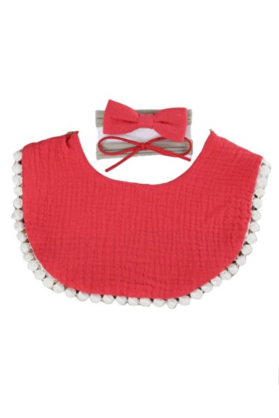 Bambimici -Sophia Set of Baby Bib and Ribbon Headband - Red