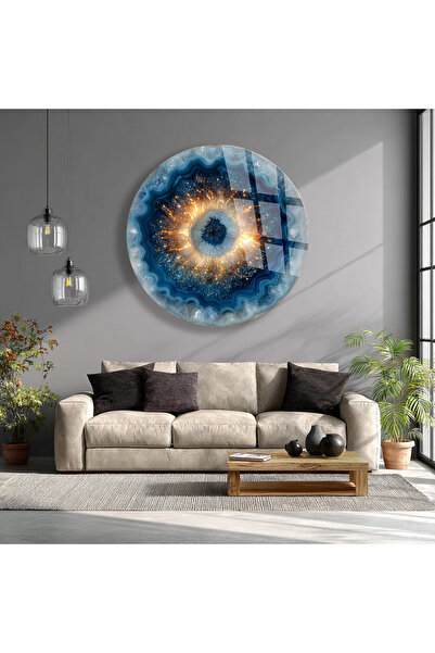 TAULART TABLIE DE PERETE ROTUNDĂ DIN STICLA INCASABILĂ – DESIGN ARTISTIC ABST...