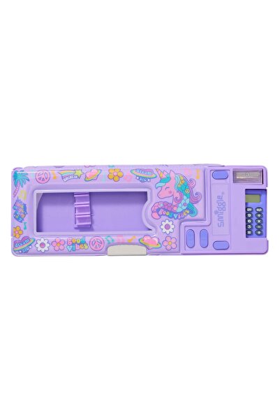 SMIGGLE μωβ μολυβοθήκη μονόκερου με αυτόματη αριθμομηχανή